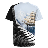Personalised New Zealand Pakeha Rugby Jersey Kiwi Silver Fern and Sailing Ship Compass LT14 - Polynesian Pride