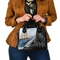 Personalised New Zealand Pakeha Shoulder Handbag Kiwi Silver Fern and Sailing Ship Compass LT14 - Polynesian Pride