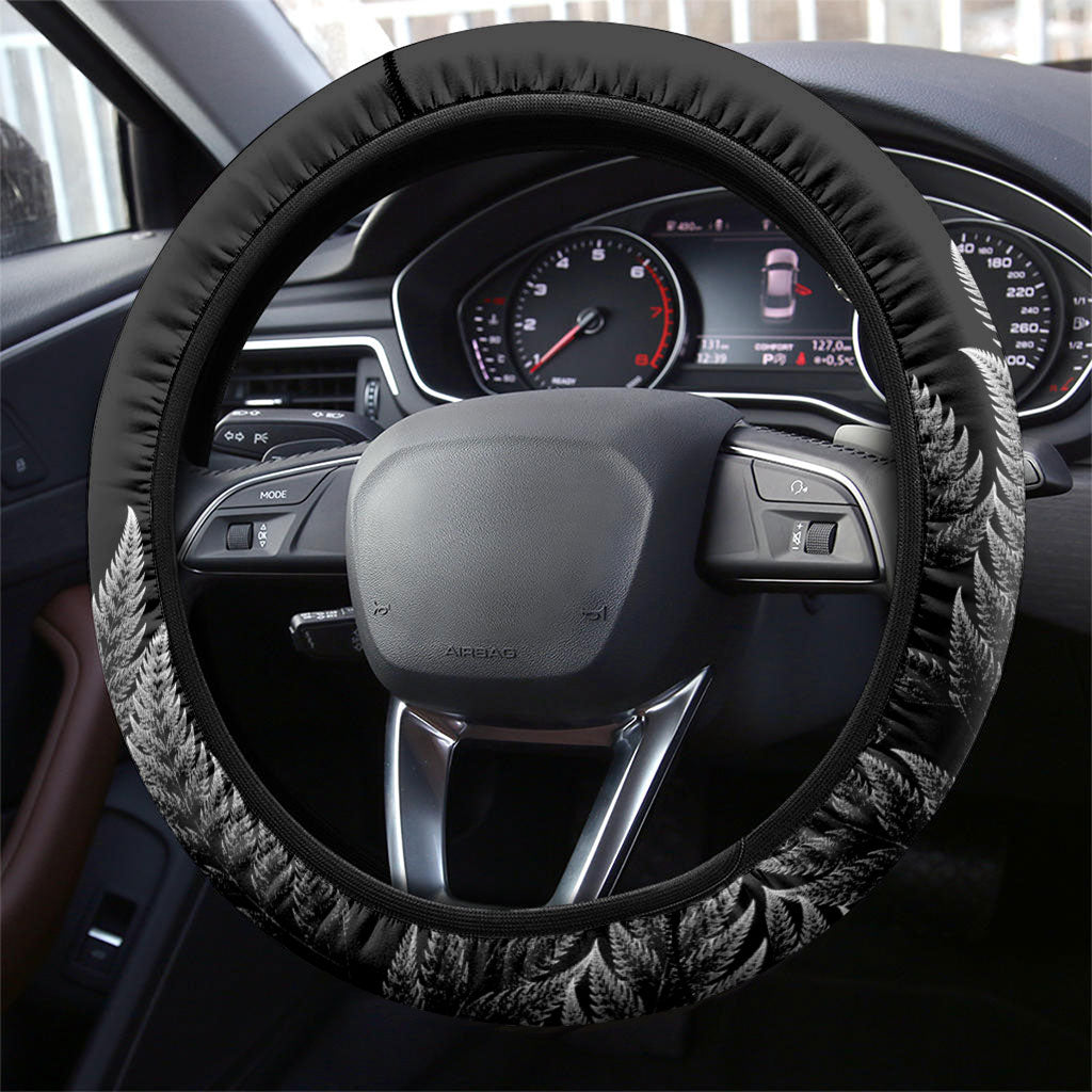 New Zealand Pakeha Steering Wheel Cover Kiwi Silver Fern and Sailing Ship Compass LT14 - Polynesian Pride