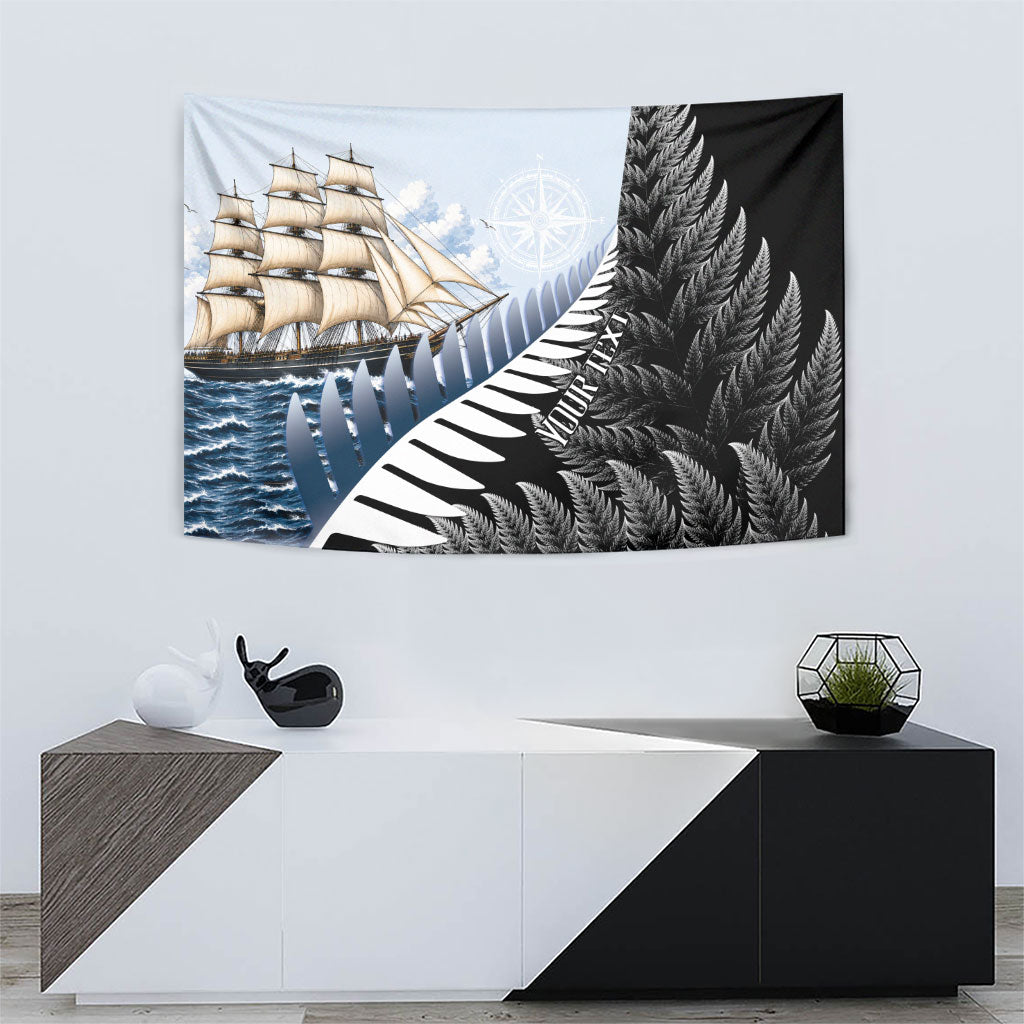 Personalised New Zealand Pakeha Tapestry Kiwi Silver Fern and Sailing Ship Compass LT14 - Polynesian Pride