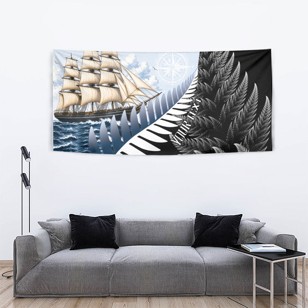 Personalised New Zealand Pakeha Tapestry Kiwi Silver Fern and Sailing Ship Compass LT14 - Polynesian Pride