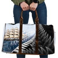 Personalised New Zealand Pakeha Travel Bag Kiwi Silver Fern and Sailing Ship Compass LT14 Blue - Polynesian Pride
