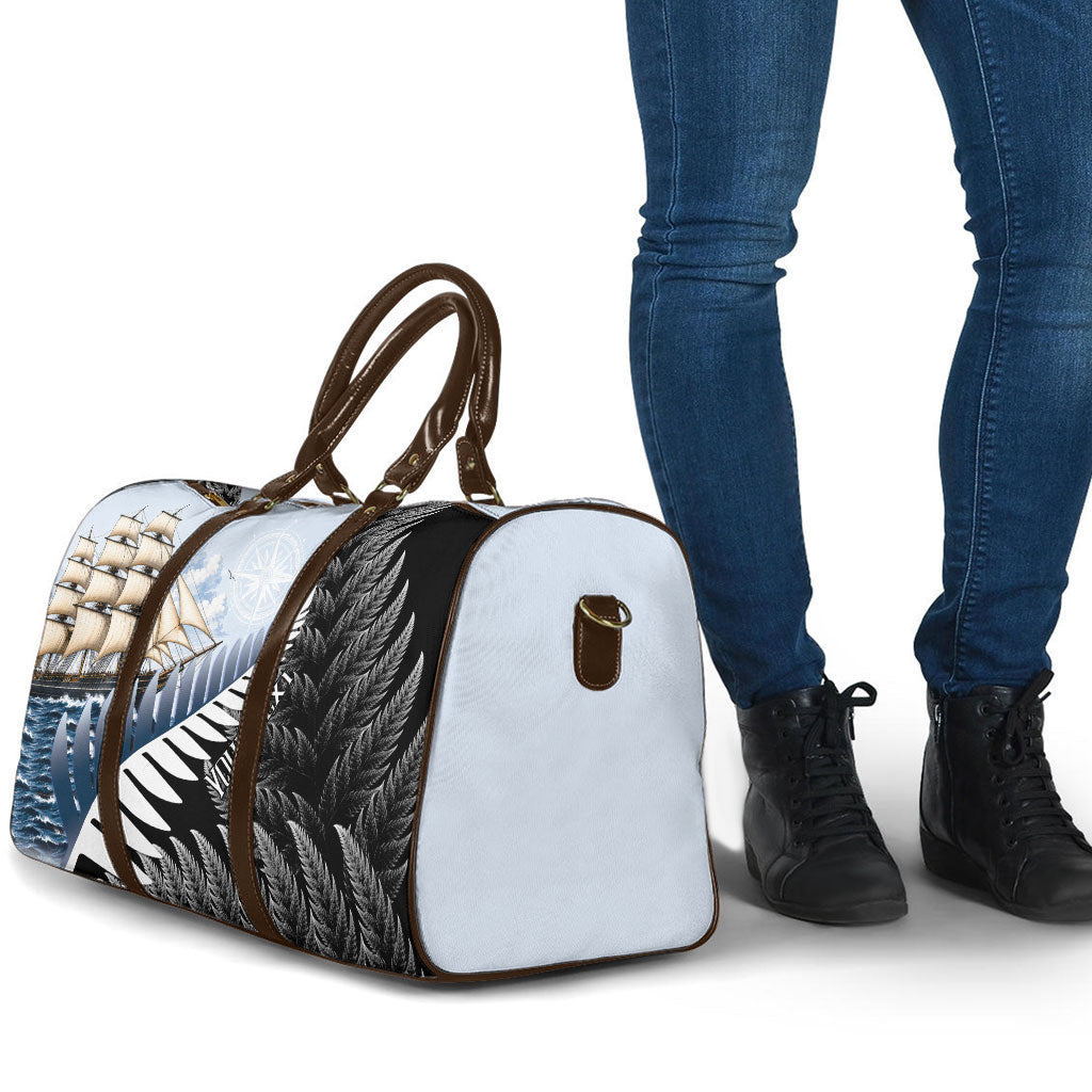 Personalised New Zealand Pakeha Travel Bag Kiwi Silver Fern and Sailing Ship Compass LT14 - Polynesian Pride