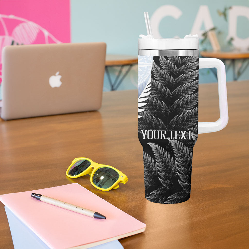 Personalised New Zealand Pakeha Tumbler With Handle Kiwi Silver Fern and Sailing Ship Compass LT14 - Polynesian Pride