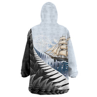Personalised New Zealand Pakeha Wearable Blanket Hoodie Kiwi Silver Fern and Sailing Ship Compass LT14 - Polynesian Pride