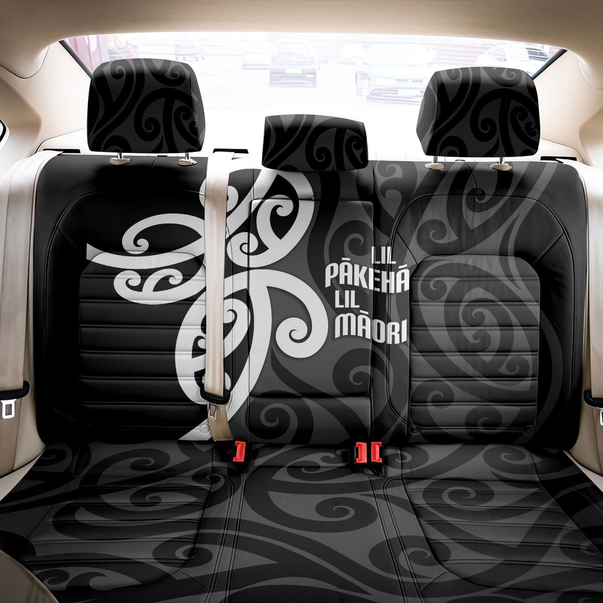 Lil Pakeha Lil Maori New Zealand Back Car Seat Cover Kiwi Proud Mangopare Pattern LT14 - Polynesian Pride