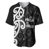 Lil Pakeha Lil Maori New Zealand Baseball Jersey Kiwi Proud Mangopare Pattern LT14 Black - Polynesian Pride