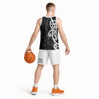 Lil Pakeha Lil Maori New Zealand Basketball Jersey Kiwi Proud Mangopare Pattern LT14 - Polynesian Pride