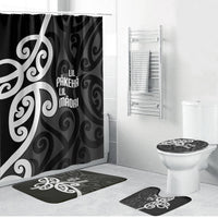 Lil Pakeha Lil Maori New Zealand Bathroom Set Kiwi Proud Mangopare Pattern LT14 Bathroom Set (4 pcs) Black - Polynesian Pride