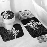 Lil Pakeha Lil Maori New Zealand Bathroom Set Kiwi Proud Mangopare Pattern LT14 Mat Set Only (3 pcs) One Size Black - Polynesian Pride