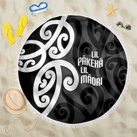 Lil Pakeha Lil Maori New Zealand Beach Blanket Kiwi Proud Mangopare Pattern LT14 One Size 150cm Black - Polynesian Pride