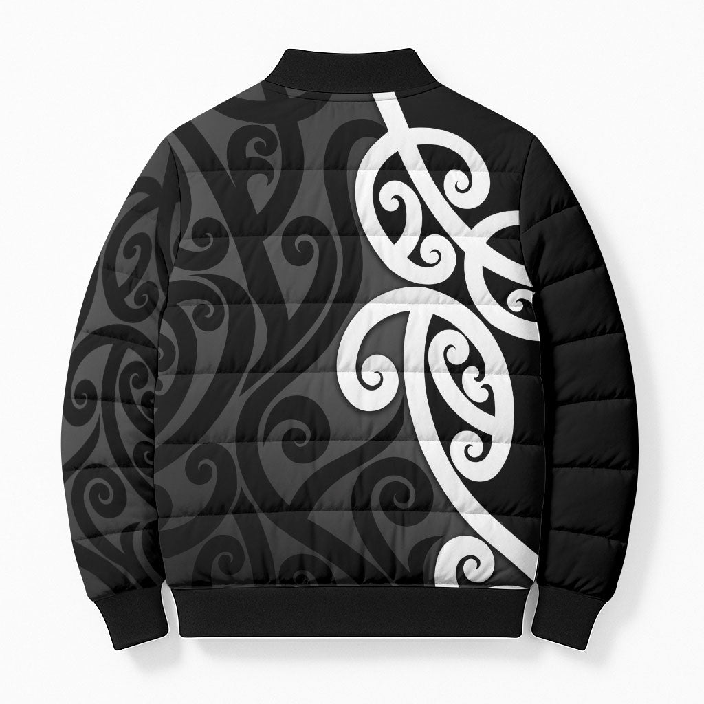 Lil Pakeha Lil Maori New Zealand Bomber Puffer Jacket Kiwi Proud Mangopare Pattern LT14 - Polynesian Pride