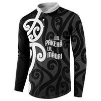 Lil Pakeha Lil Maori New Zealand Button Sweatshirt Kiwi Proud Mangopare Pattern LT14 - Polynesian Pride
