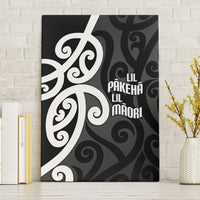 Lil Pakeha Lil Maori New Zealand Canvas Wall Art Kiwi Proud Mangopare Pattern LT14 Without Frame Black - Polynesian Pride