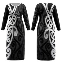 Lil Pakeha Lil Maori New Zealand Couples Matching Long Sleeve Bodycon Dress and Long Sleeve Button Shirt Kiwi Proud Mangopare Pattern LT14 - Polynesian Pride
