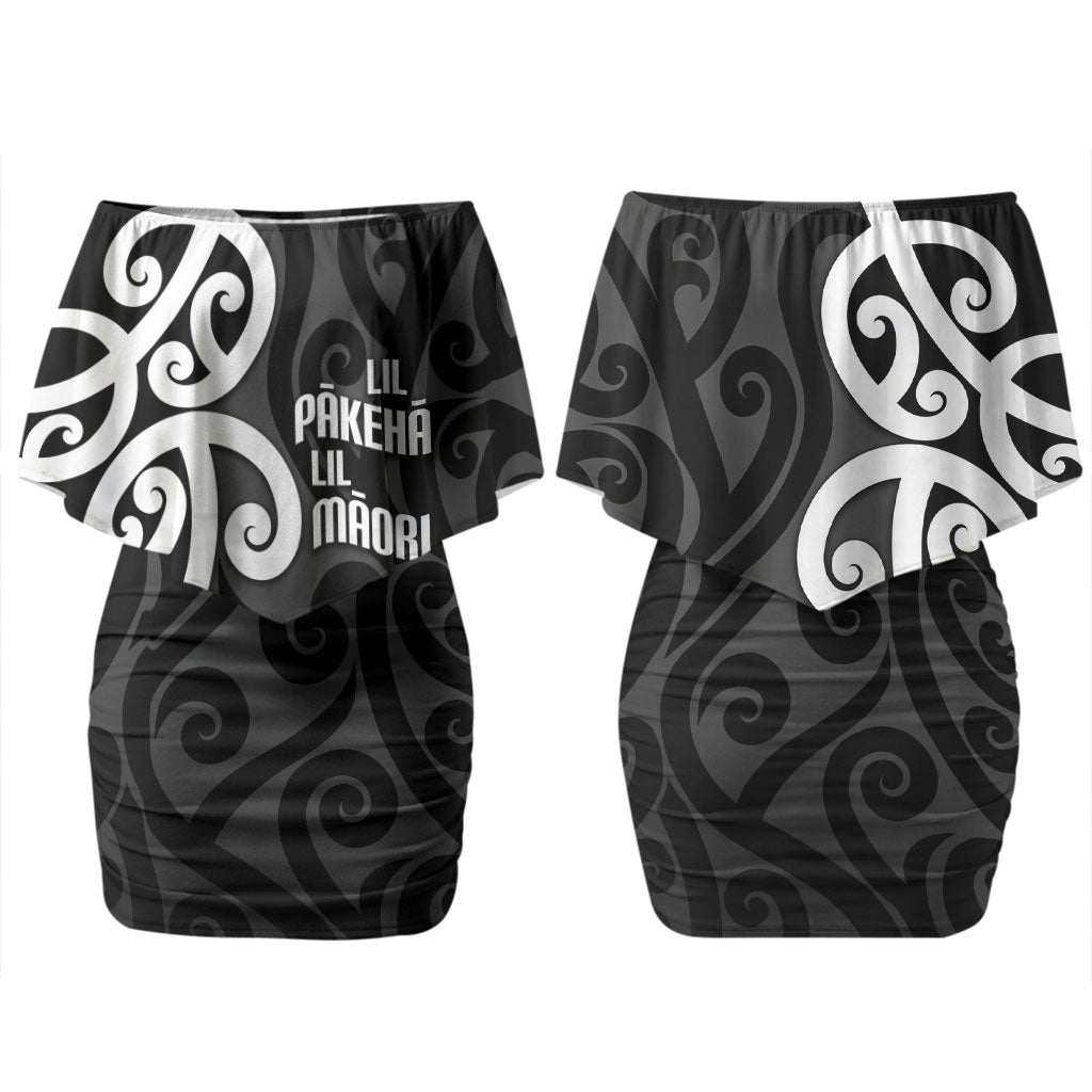 Lil Pakeha Lil Maori New Zealand Couples Matching Off Shoulder Short Dress and Hawaiian Shirt Kiwi Proud Mangopare Pattern LT14 - Polynesian Pride