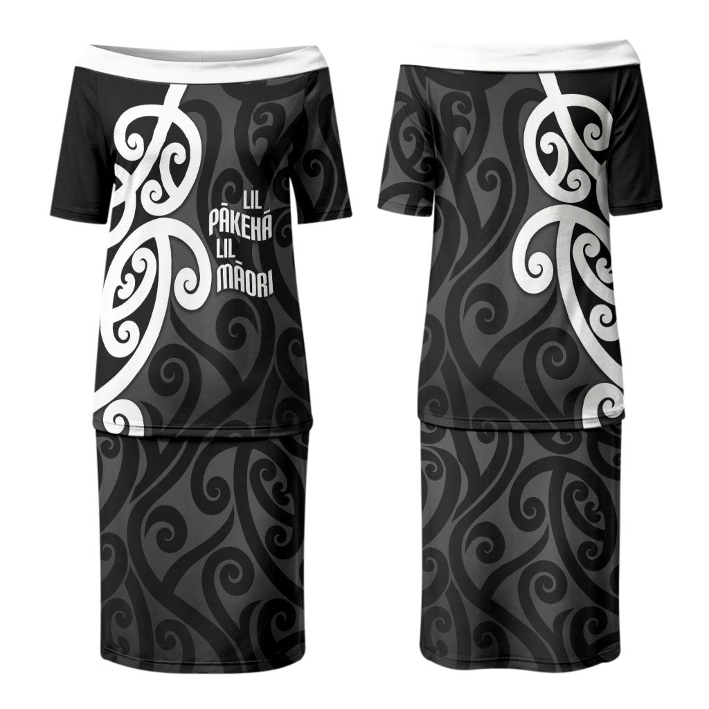 Lil Pakeha Lil Maori New Zealand Couples Matching Puletasi and Long Sleeve Button Shirt Kiwi Proud Mangopare Pattern LT14 - Polynesian Pride