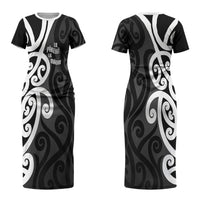 Lil Pakeha Lil Maori New Zealand Couples Matching Short Sleeve Bodycon Dress and Long Sleeve Button Shirt Kiwi Proud Mangopare Pattern LT14 - Polynesian Pride