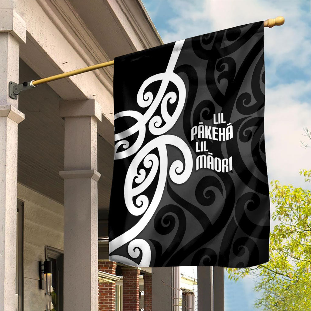 Lil Pakeha Lil Maori New Zealand Garden Flag Kiwi Proud Mangopare Pattern LT14 House Flag Black - Polynesian Pride