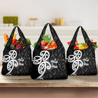 Lil Pakeha Lil Maori New Zealand Grocery Bag Kiwi Proud Mangopare Pattern LT14 3-pack One Size Black - Polynesian Pride