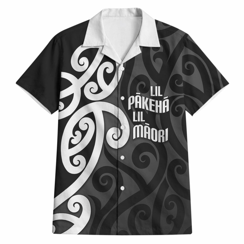 Lil Pakeha Lil Maori New Zealand Hawaiian Shirt Kiwi Proud Mangopare Pattern LT14 Black - Polynesian Pride