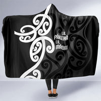 Lil Pakeha Lil Maori New Zealand Hooded Blanket Kiwi Proud Mangopare Pattern LT14 One Size Black - Polynesian Pride