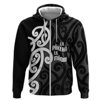 Lil Pakeha Lil Maori New Zealand Hoodie Kiwi Proud Mangopare Pattern LT14 Zip Hoodie Black - Polynesian Pride