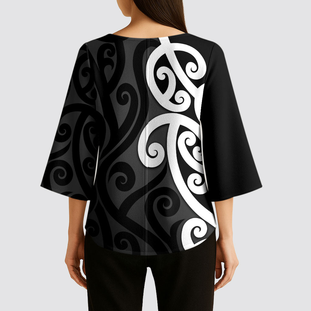 Lil Pakeha Lil Maori New Zealand Kimono Sleeve Blouse Kiwi Proud Mangopare Pattern LT14 - Polynesian Pride