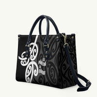 Lil Pakeha Lil Maori New Zealand Leather Bag Kiwi Proud Mangopare Pattern LT14 Black - Polynesian Pride