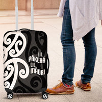 Lil Pakeha Lil Maori New Zealand Luggage Cover Kiwi Proud Mangopare Pattern LT14 Black - Polynesian Pride