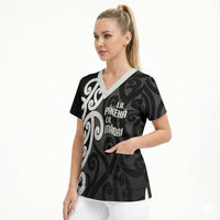 Lil Pakeha Lil Maori New Zealand Scrub Top Kiwi Proud Mangopare Pattern LT14 - Polynesian Pride