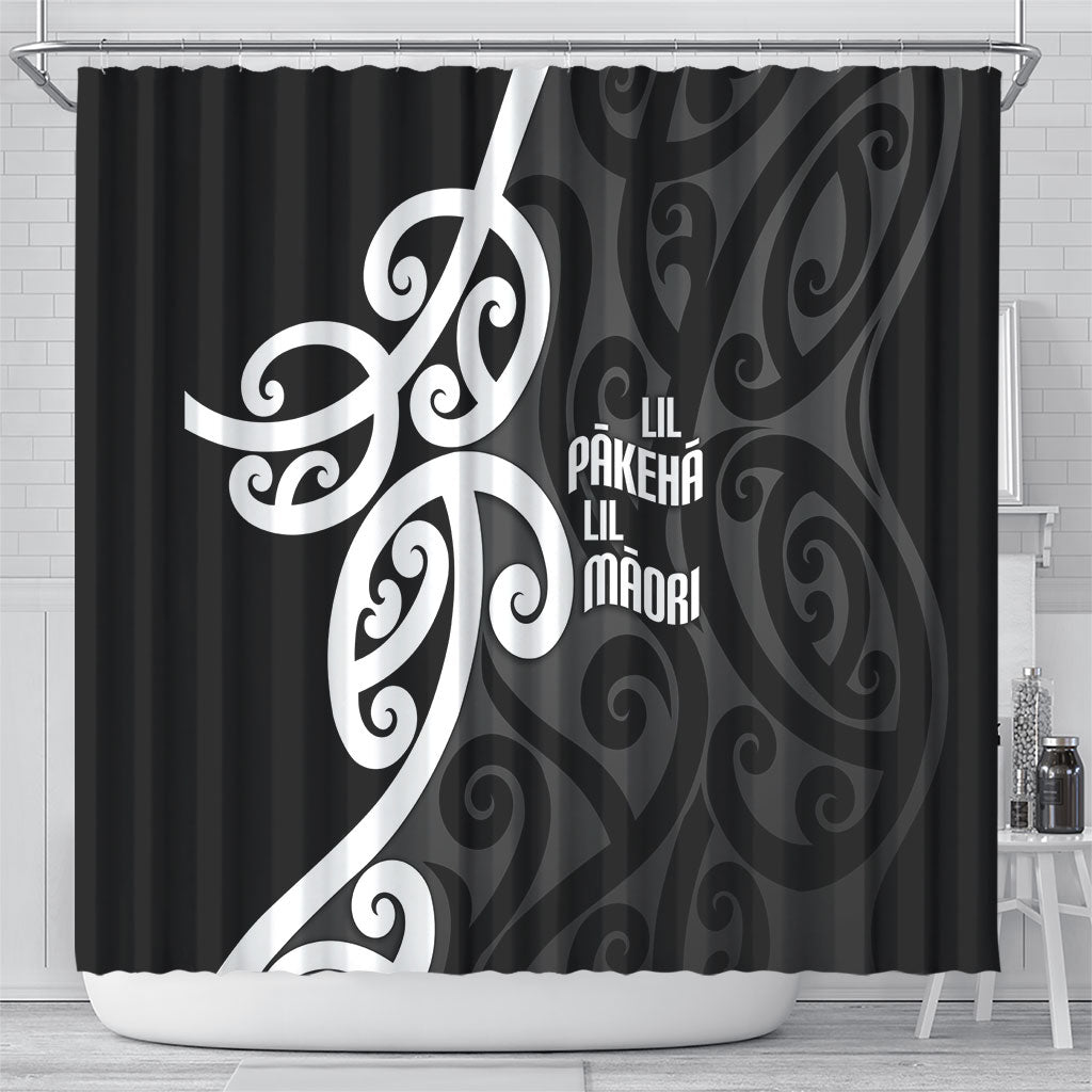 Lil Pakeha Lil Maori New Zealand Shower Curtain Kiwi Proud Mangopare Pattern LT14 - Polynesian Pride