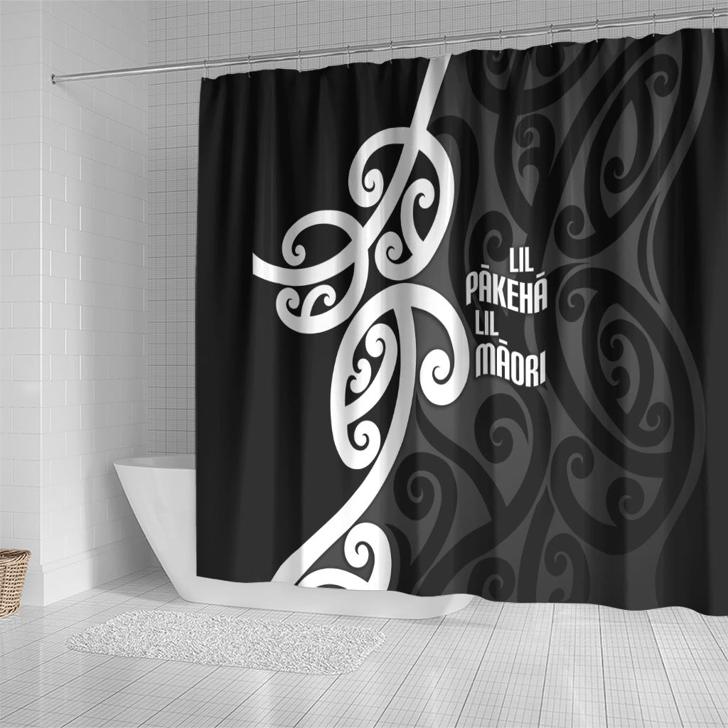 Lil Pakeha Lil Maori New Zealand Shower Curtain Kiwi Proud Mangopare Pattern LT14 - Polynesian Pride