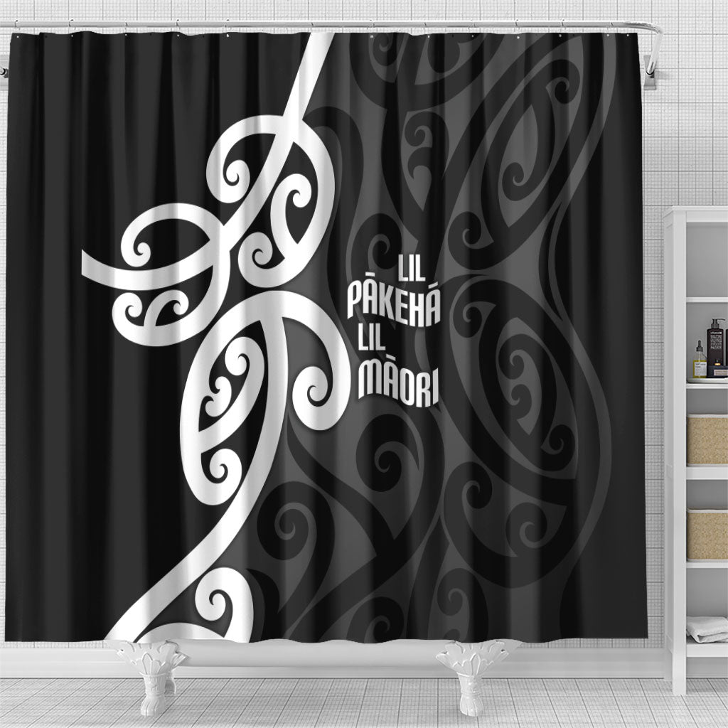 Lil Pakeha Lil Maori New Zealand Shower Curtain Kiwi Proud Mangopare Pattern LT14 - Polynesian Pride