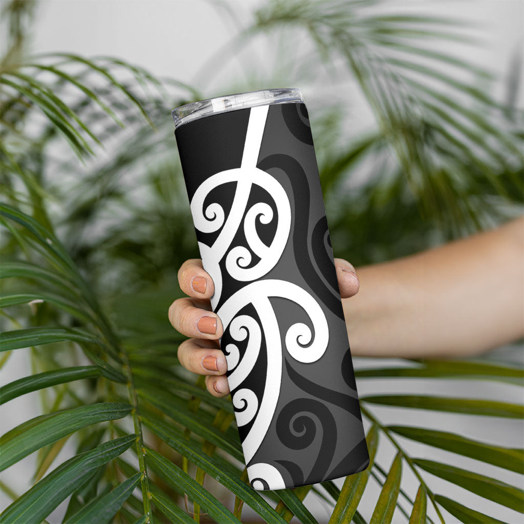 Lil Pakeha Lil Maori New Zealand Skinny Tumbler Kiwi Proud Mangopare Pattern LT14 - Polynesian Pride