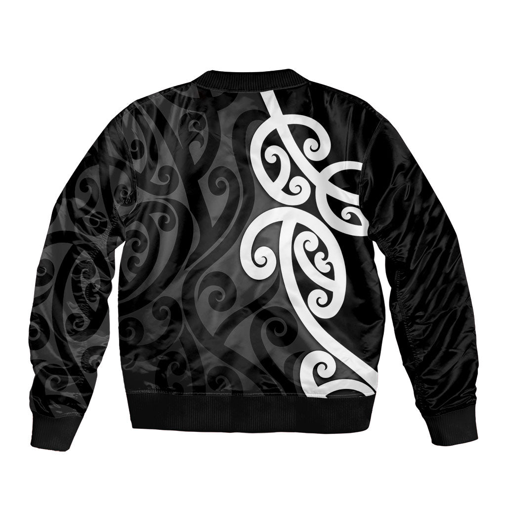 Lil Pakeha Lil Maori New Zealand Sleeve Zip Bomber Jacket Kiwi Proud Mangopare Pattern LT14 - Polynesian Pride