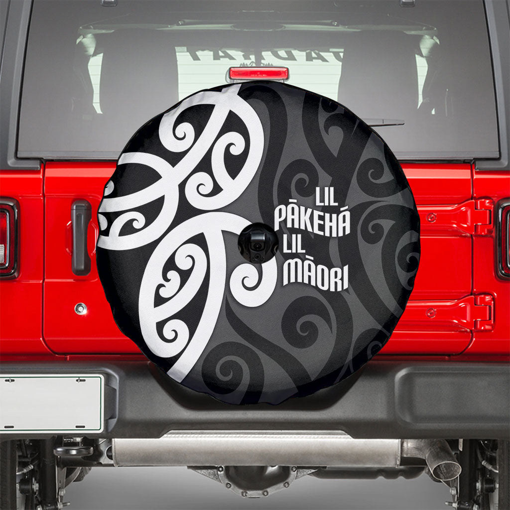 Lil Pakeha Lil Maori New Zealand Spare Tire Cover Kiwi Proud Mangopare Pattern LT14 - Polynesian Pride