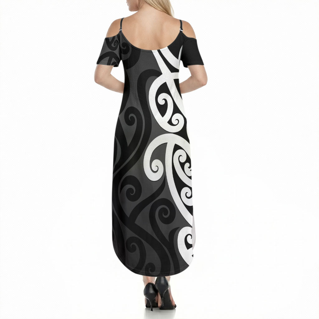 Lil Pakeha Lil Maori New Zealand Summer Maxi Dress Kiwi Proud Mangopare Pattern LT14 - Polynesian Pride