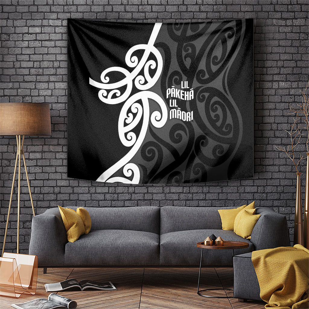 Lil Pakeha Lil Maori New Zealand Tapestry Kiwi Proud Mangopare Pattern LT14 Black - Polynesian Pride