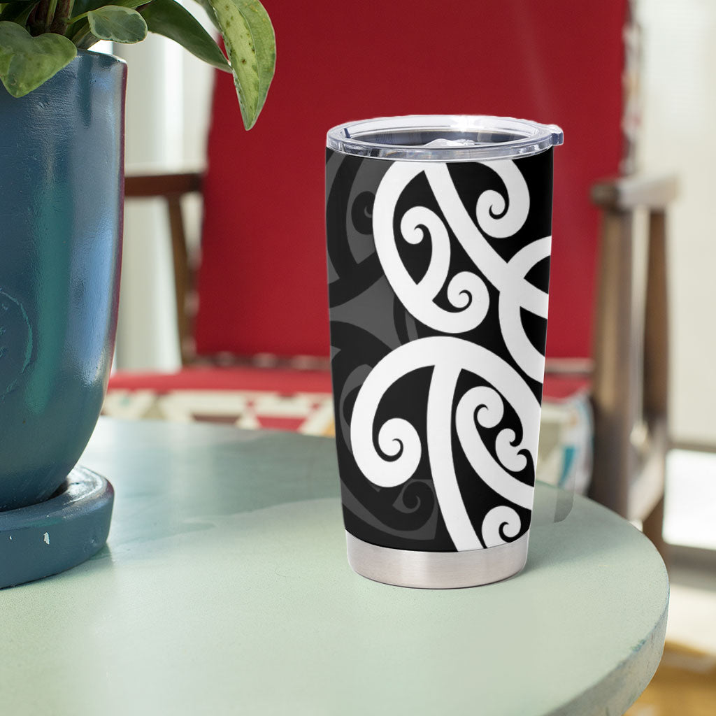 Lil Pakeha Lil Maori New Zealand Tumbler Cup Kiwi Proud Mangopare Pattern LT14 - Polynesian Pride