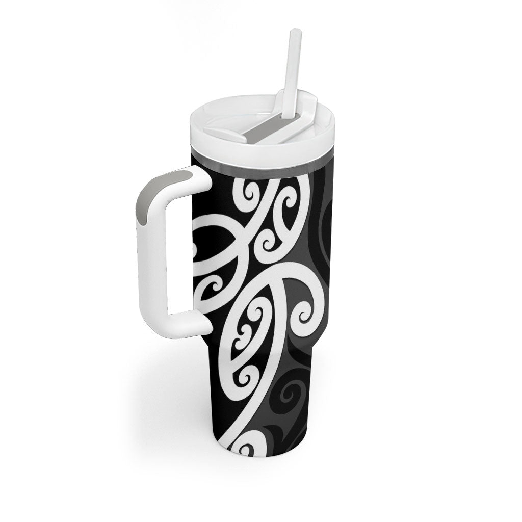 Lil Pakeha Lil Maori New Zealand Tumbler With Handle Kiwi Proud Mangopare Pattern LT14 - Polynesian Pride
