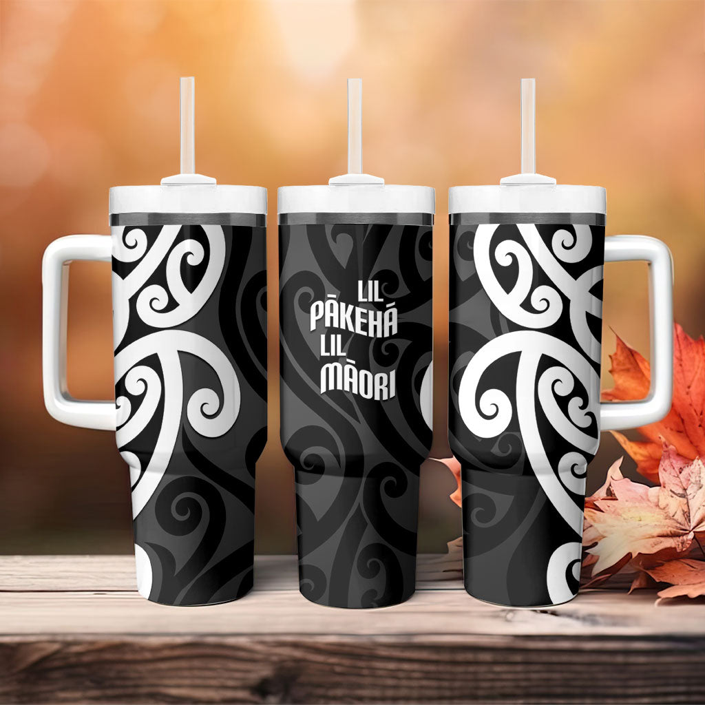 Lil Pakeha Lil Maori New Zealand Tumbler With Handle Kiwi Proud Mangopare Pattern LT14 - Polynesian Pride