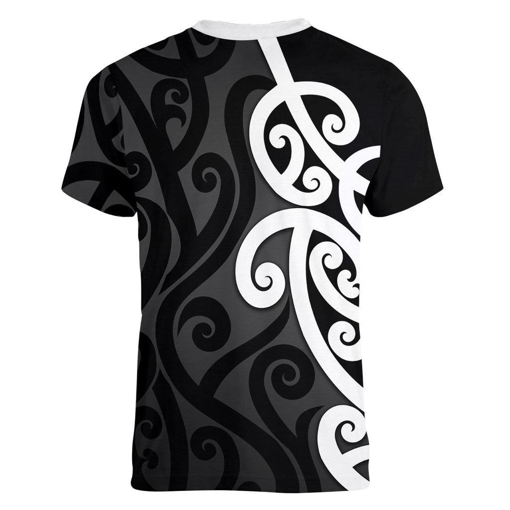 Lil Pakeha Lil Maori New Zealand Women V-Neck T-Shirt Kiwi Proud Mangopare Pattern LT14 - Polynesian Pride