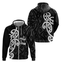 Lil Pakeha Lil Maori New Zealand Zip Hoodie Kiwi Proud Mangopare Pattern LT14 - Polynesian Pride