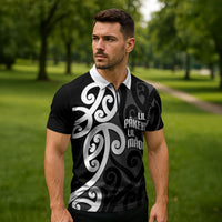 Lil Pakeha Lil Maori New Zealand Zipper Polo Shirt Kiwi Proud Mangopare Pattern LT14 - Polynesian Pride