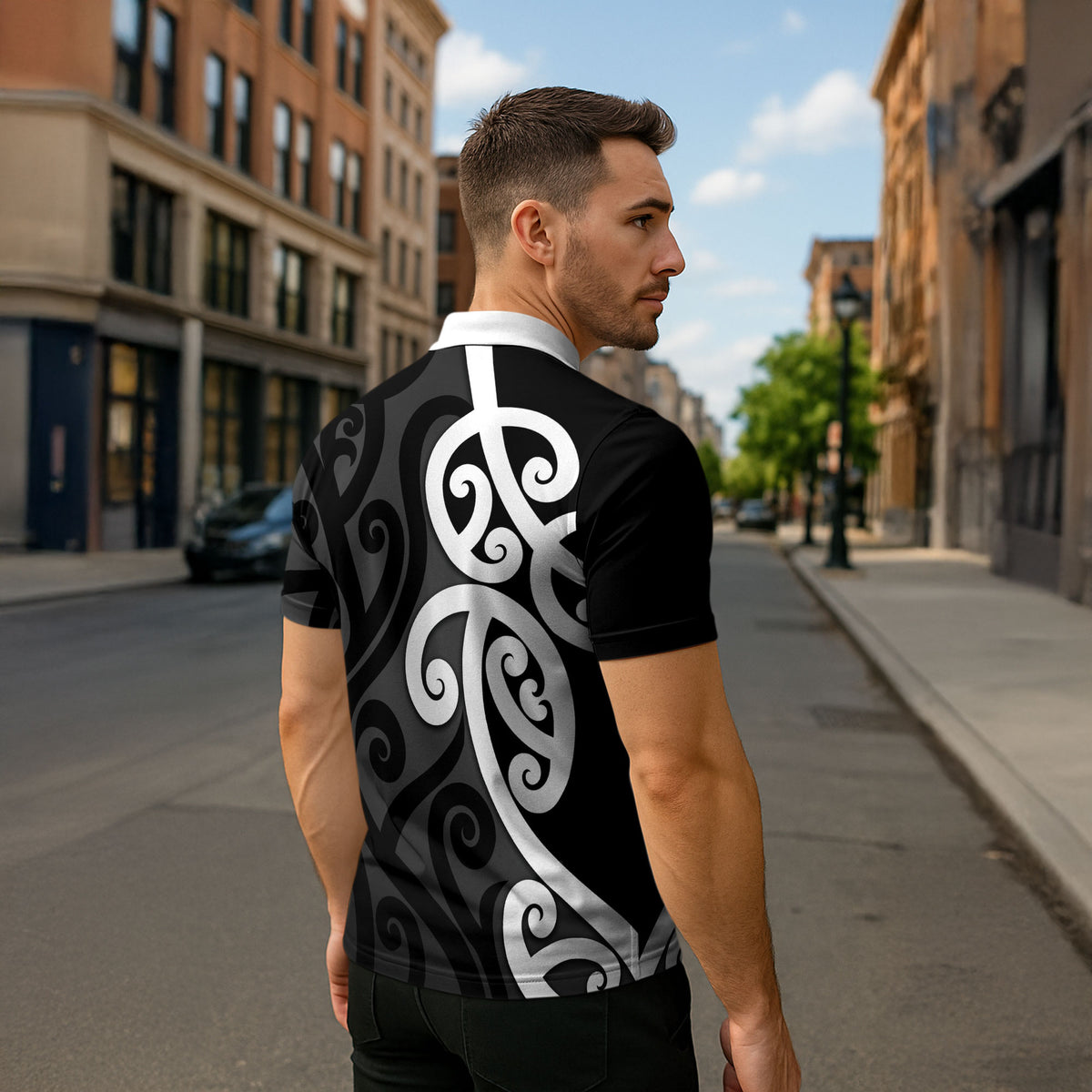 Lil Pakeha Lil Maori New Zealand Zipper Polo Shirt Kiwi Proud Mangopare Pattern LT14 - Polynesian Pride