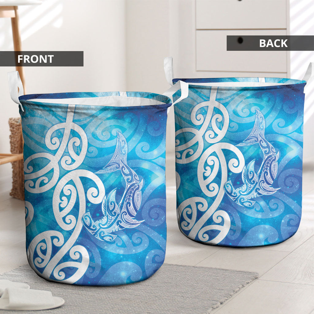 Hammerhead Shark Tattoo New Zealand Laundry Basket Maori Galaxy Mangopare Pattern LT14 - Polynesian Pride