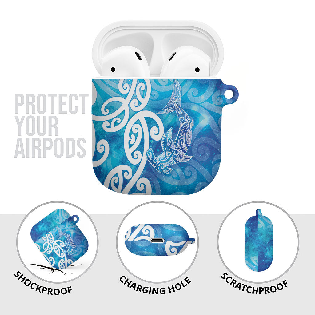 Hammerhead Shark Tattoo New Zealand AirPods Case Maori Galaxy Mangopare Pattern LT14 - Polynesian Pride