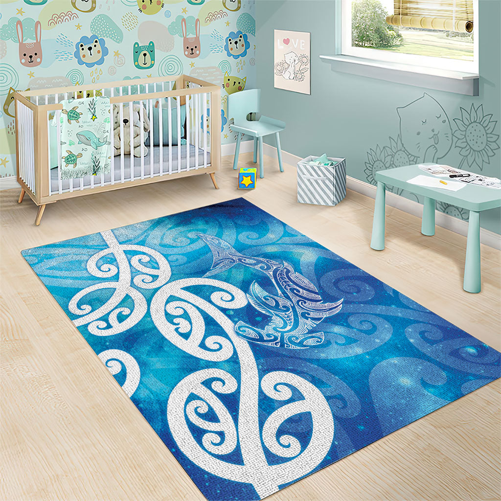 Hammerhead Shark Tattoo New Zealand Area Rug Maori Galaxy Mangopare Pattern LT14 - Polynesian Pride