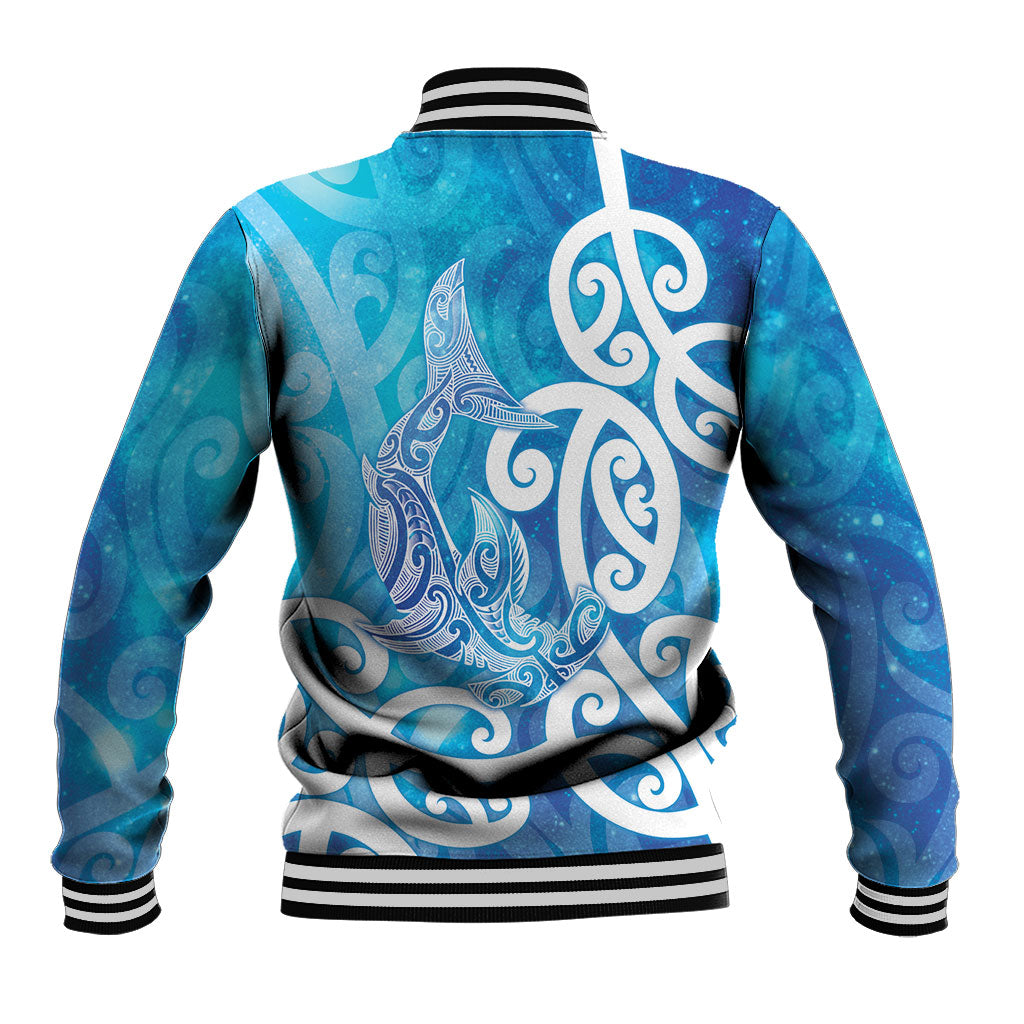 Hammerhead Shark Tattoo New Zealand Baseball Jacket Maori Galaxy Mangopare Pattern LT14 - Polynesian Pride